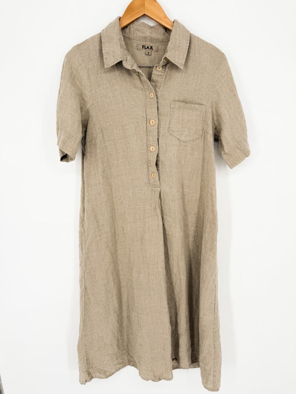 Flax Linen Midi Dress Cream Size S